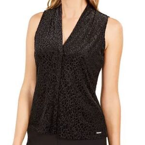Calvin Klein V-neck textured printed Knit top